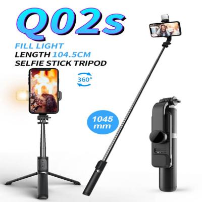 China Sufficiency Light Selfie Stick Q02s Removable Tripod 3 in 1 Stick High Quality Blutoot Q02s Selfie Extendable Flexible Salfie Stick With Light for sale