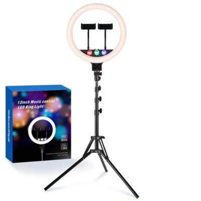 China 2022 PORTABLE Dimmable Ring Lamp Led Selfie Live Ringlight 33cm Top Extendable Led Table Ring Light for sale