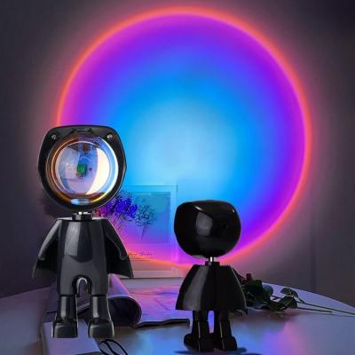 China Mediterranean Led Night Light Projection Modern Romantic Light Rechargeable Atmosphere Robot Projector Light Sunset Lamp for sale