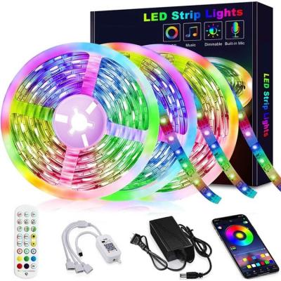 China Residential 12v Led Strip Smart Shenzhen Current Led Strip App Control Music Sync Led Strip Led 5050 RGB Smart Strip Lights With Remote for sale