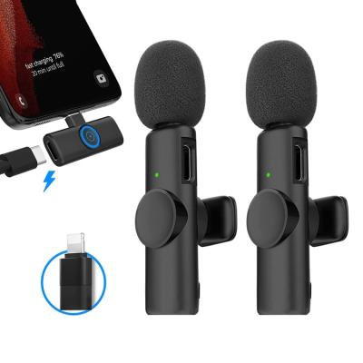 China Tiny Mobile Professional Wireless Microphone Mic For Phone Wireless Lapel Microphone 2.4g K9 K8 Mic For Youtube Mini Lavalier Lavalier for sale