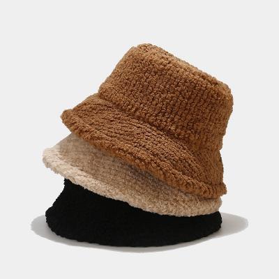 China 2021 New Custom Women's Casual Teddy Fleece Fisherman Hat Spring Autumn Unisex Bucket Hat Bucket Hat for sale