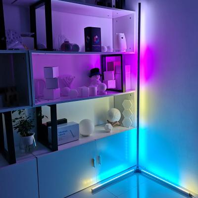 China New Modern RGB App or Music Control Remote Corner Standing LED Tripod Light Splicing Floor Lamp for Living Room Decoration for sale