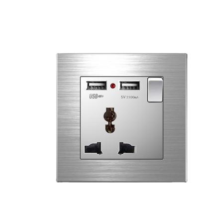 China Eco-friendly Modern British Style 15a/250v Dual Wall Simplicity Brass Single Switch And Usb Socket for sale