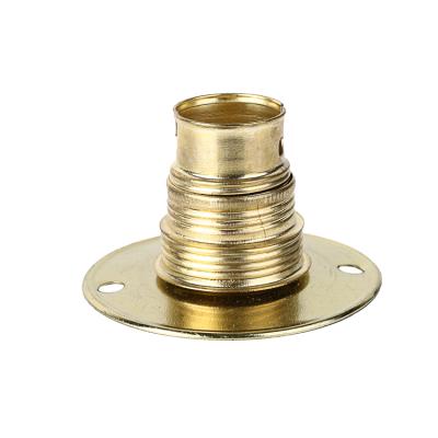 China Factory direct high quality copper B22 bayonet screw flat round ceramic metal lamp base bracket for sale