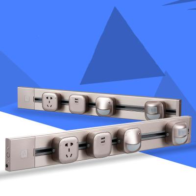 China New Convenient Security Power Rail Socket Inner Box, Covering 86 Ultra-Thin And Wide Surface-Mounted, High Power Movable Rail Socket for sale