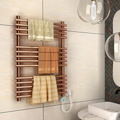 China Heater Wholesale Bathroom Rose Gold Electric Towel Warmer Drying Rack Designer Radiator for sale