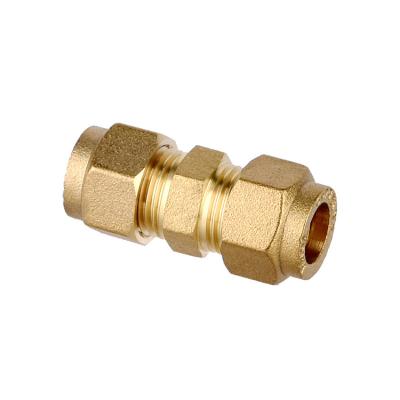 China Water Pipe System 8-22mm Straight Coupler Brass Plumbing Pipe Fittings Copper Straight Coupler for sale