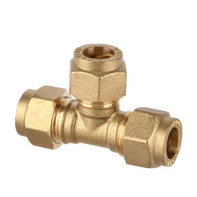 China Professional Water Pipe System 1/2 Inch Equal Tee To Plumb Brass Compression Fittings for sale