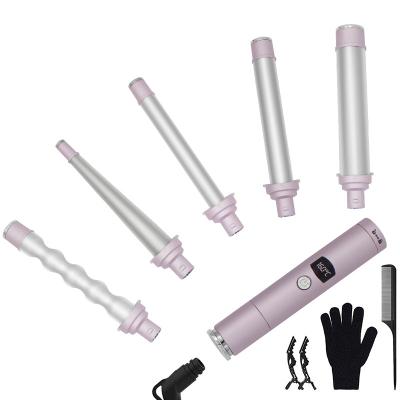 China 5 Interchangeable Barrels Best Selling Professional Hair Curling Iron LED Display Interchangeable Hair Curler Set 5 in 1 Interchangeable Hair Curling for sale