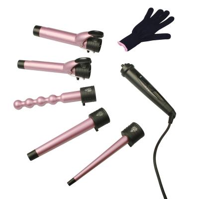 China New Design Barrel PTC Heater 5P Curling Titanium Barrels Fast Interchangeable Iron Barrels Electric Hair Curler for sale