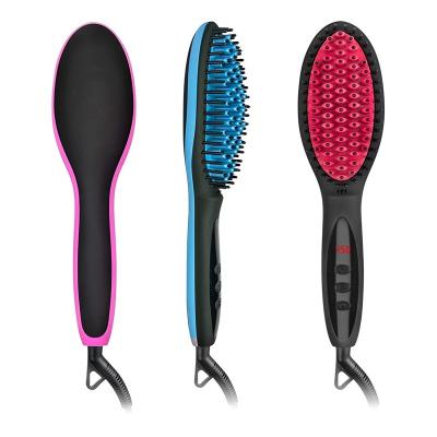 China Ionic Safety 2 in 1 Fast Hair Straightener Brush Ceramic Flat Iron Comb Ionic Straightener for sale