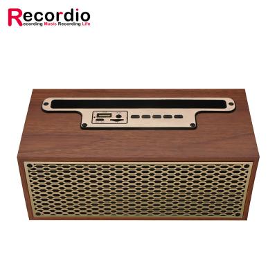 China GAS-XM5 Retro Player Grain BT Loudspeaker TWS Household Outdoor Portable Wireless Subwoofer Portable Audio Wooden Subwoofer for sale