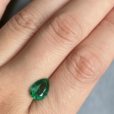 China Stone Customize Hot Sales Emerald Pear Cut Loose Stone Lab Developed Zambia Emerald Stones for sale