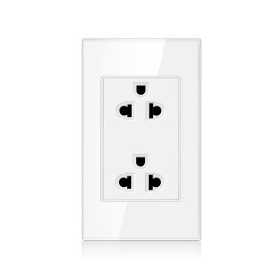 China NOVSKI Durable Glass Panel Thailand Wall Power Socket With Double 3 Pin Sockets for sale