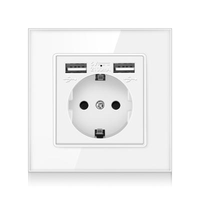 China With 1.4mm iron plate/with stand hot shoe double usb tempered glass panel control power outlet wholesale luxury built-in wall socket for sale