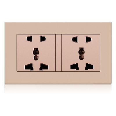 China Durable 5 Hole 250V 13A 146*86mm Universal Outlet PC Electrical Panel Double Wall Socket for sale