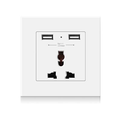 China With 1.4mm Iron Plate / With Mount Claw 86*86mm International Universal 3 Hole PC Panel Socket With Dual USB Charging Port for sale