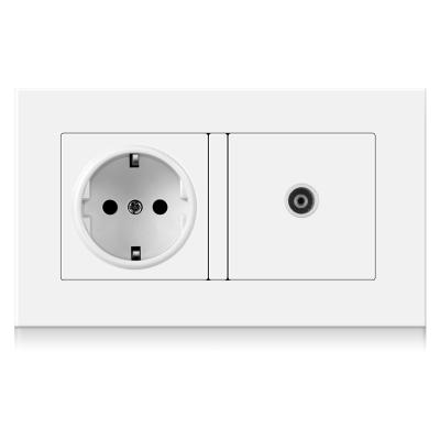 China With 1.4mm Iron Plate / With Claw NOVSKI Factory Price EU Standard PC Plastic Panel German Panel Type Outlet Wall Socket +1 Panel TV for sale