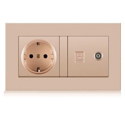 China Convenient Safety NOVSKI Factory Customized German Plastic Panel To Wall Switch With 1 TV Outlet And 1 Computer Outlet for sale