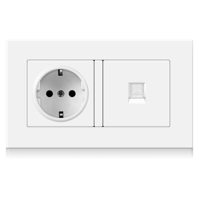 China High quality safety NOVSKI EU standard PC convenient panel German wall power socket with a telephone socket for sale