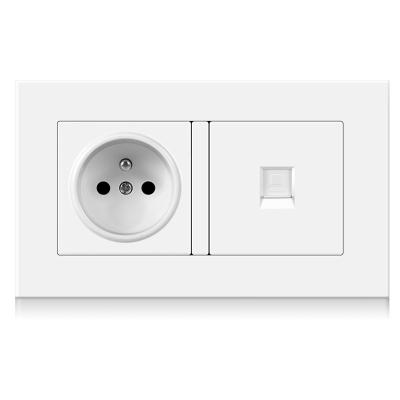 China Convenient Professional Wall Switch Factory Security French Power Socket With One RJ-45 Network Interface for sale