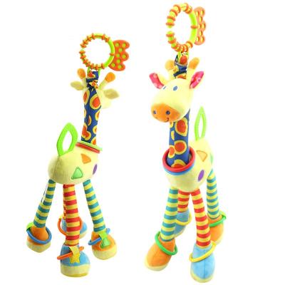 China Cute Stuffed Animal Baby Teether Silicone Teether Giraffe Plush Baby Sleep Toy Eco-Friendly Soother Stuffed Baby Rattle Toys for sale