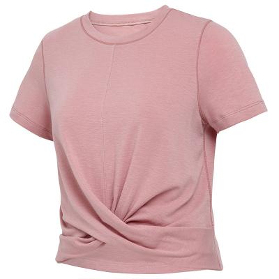 China Fashion Design Womens Breathable Tops Fitness Yoga Work Out Short Sleeves T Shirts for sale