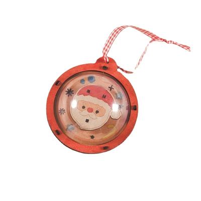 China New Christmas DIY Christmas Wooden Ball Hanging Children's Kindergarten Decorations Handmade Toys for sale