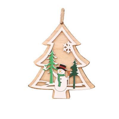 China Christmas Decorations Christmas Gifts Welfare Gifts Laser Christmas Tree Small Hollow Wooden Pendant Five-pointed Bell Star Pendant Christmas Gift for sale