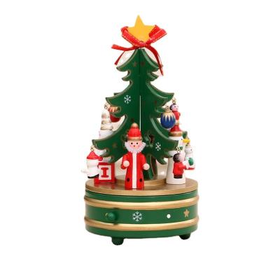 China Advertising Wooden Rotating Christmas Tree Decoration Children's Music Box Music Box Gifts Christmas Decorations Christmas Gifts for sale