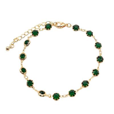 China FASHIONABLE European and American trend gemstone fashion simple popular women's handmade anklet chain for sale