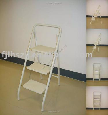 China Indoor Multi Functional Portable Lightweight Metal L Ladder Folding Step Ladders Bookcase Step Ladders 3 for sale