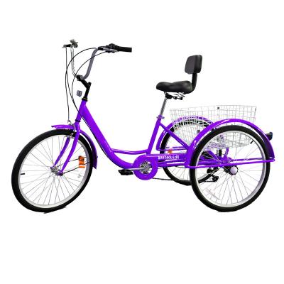 China Custom 24 Inch OEM Cargo Trike Bicycle 3 Wheels Adult Tricycle Wholesale Inch Three Wheel Bike for sale