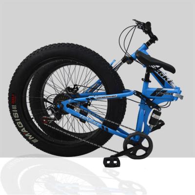 China New Steel 21 Speed ​​4.0 Tire Fat Bike Disc Brake Beach Bicycle Snow Bike 26 Inch Double Folding Mountain Bike Bicycle for sale