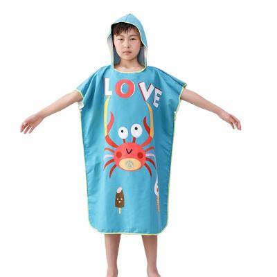 China Cute Baby Boy Kids Sublimation Towel Swimming Microfiber Beach Towel Poncho Changing Hooded Towel Cute Boy Quick Dry Safe For Girl Children for sale