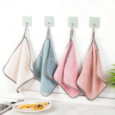 China Restaurants Viable Coral Fleece Kitchen Cleaning Towel Double Side Microfiber for sale