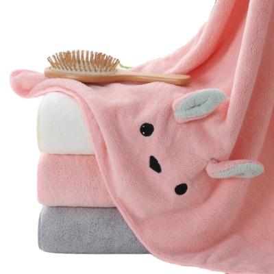 China New Viable High Density Coral Velvet Bath Towel Thickened Cartoon Soft Absorbent Rabbit Ears for sale