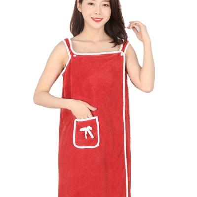 China Sustainable Water Absorbent And Quick Drying Wearable And Wrap Around Bath Velvet Household Coral Skirt for sale