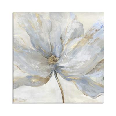 China Modern Wall Art Abstract Floral Flower Canvas Picture With Textured Gold Foil Embellishment Oil Painting Print On Canvas For Bedroom for sale