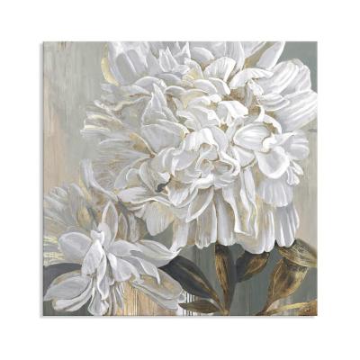 China Modern Abstract Modern Art Flower Picture Blooming Floral White with Gold Foil Artwork for Kitchen Living Room Bedroom Home Decor for sale