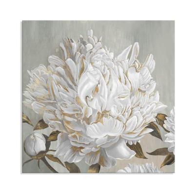 China Modern Abstract Modern Art Picture White Blooming Flower Floral with Gold Foil Artwork for Kitchen Living Room Bedroom Home Decor for sale