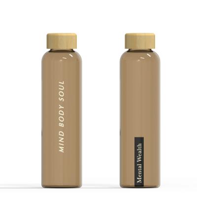 China WELFORD Design Sustainable Luxury High Borosilicate Bamboo Lid Eco Friendly Recycled Glass Juice Milk Water Bottle for sale