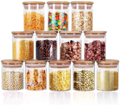 China High Borosilicate Sustainable Air Bottled Glass Container Water Food Storage Tight Spice Jar With Bamboo Lids for sale