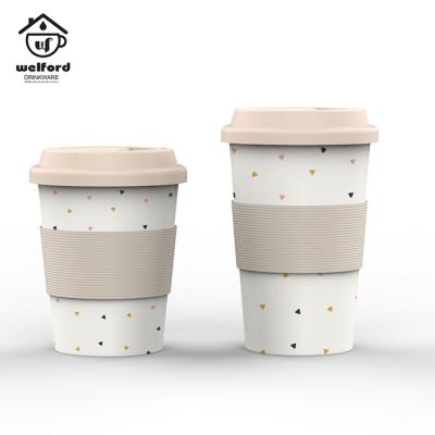 China Sustainable PLA Biodegradable Reusable Bamboo Fiber Cup Custom Coffee Mugs With Lid for sale