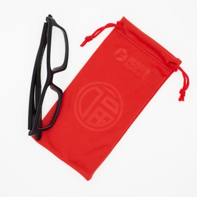 China Protect Glass 100% Polyester Drawstring Bag Microfiber Pouch For Glass Custom Logo Print for sale