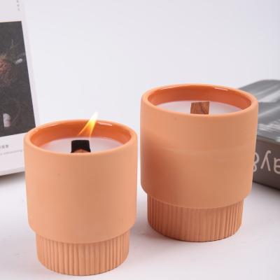 China Free sample velas mayorista mayorista empty ceramic candle holders Nordic matte modern home elegant terracotta ceramic jar for candle for sale