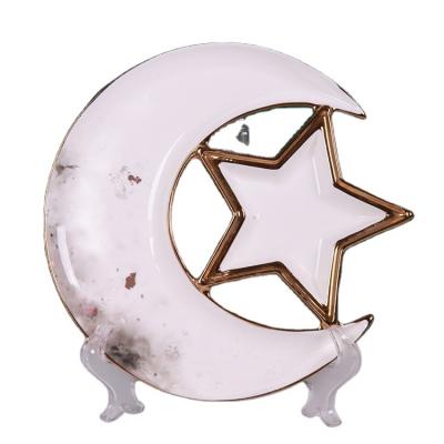 China Sustainable New Product Unique Design The Moon Star Shape Snack Plates Ceramic Serving Dishes for sale