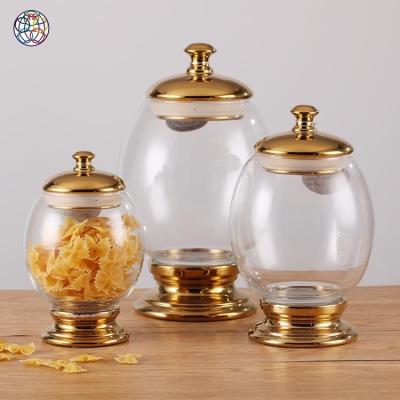 China Viable Dimensions Gold Seal Glass Jar Multiple Sizes Airtight Canister 3 for sale