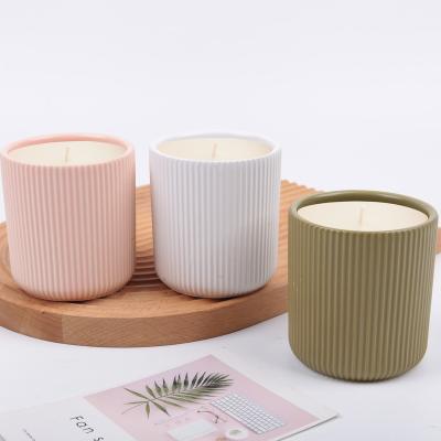 China Wholesale Custom Multicolor Empty Ceramic Container Small Decor Candle Jar Luxury Nordic Home Decorative Elegant Candle Jar Ships for sale